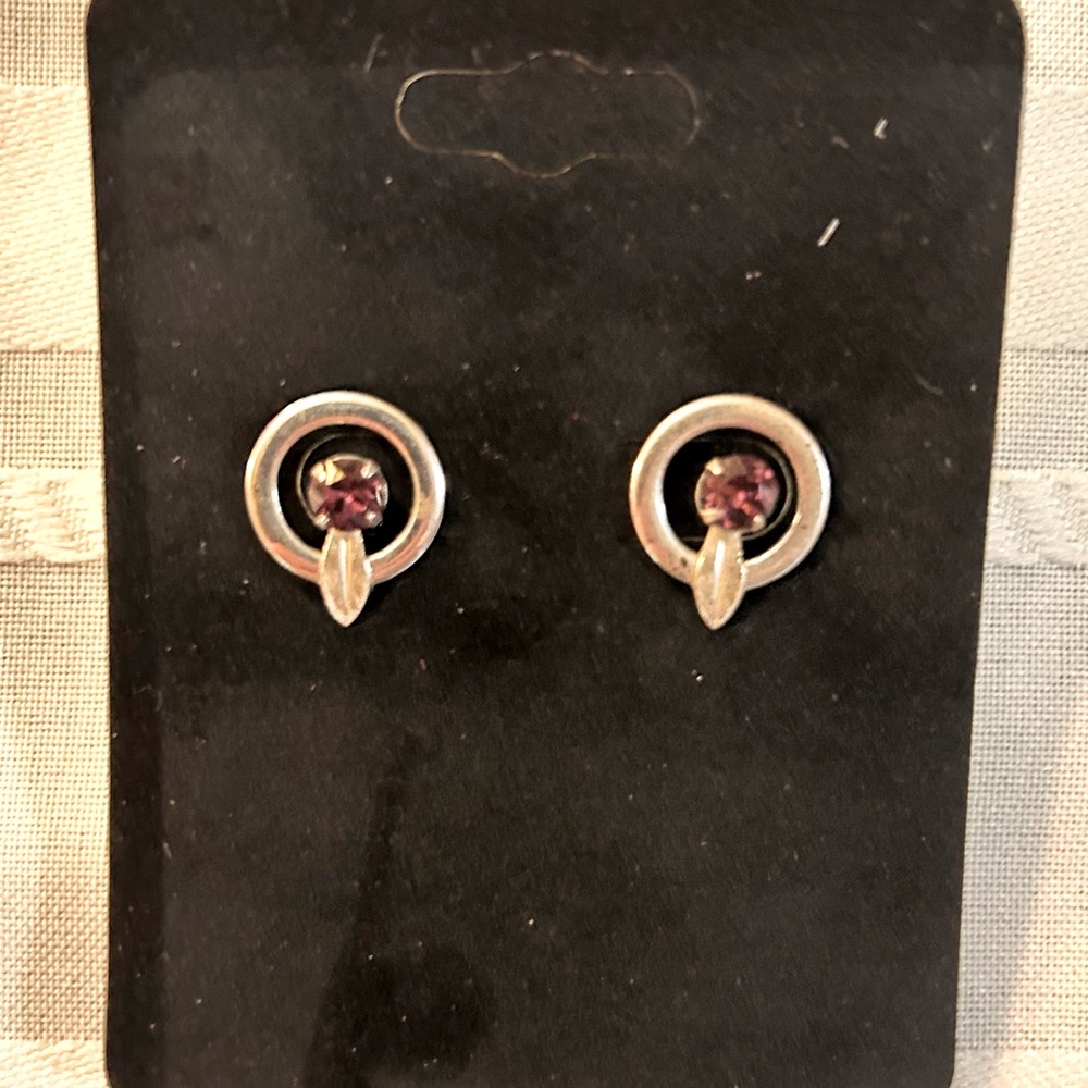 Vintage Amethyst and Silver-Tone Earrings